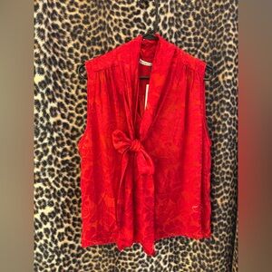Alice and Olivia Arie Sleeveless Tie-neck Blouse NWT